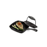 Essential Home Cast Iron Grill Pan and Press-Oven Safe